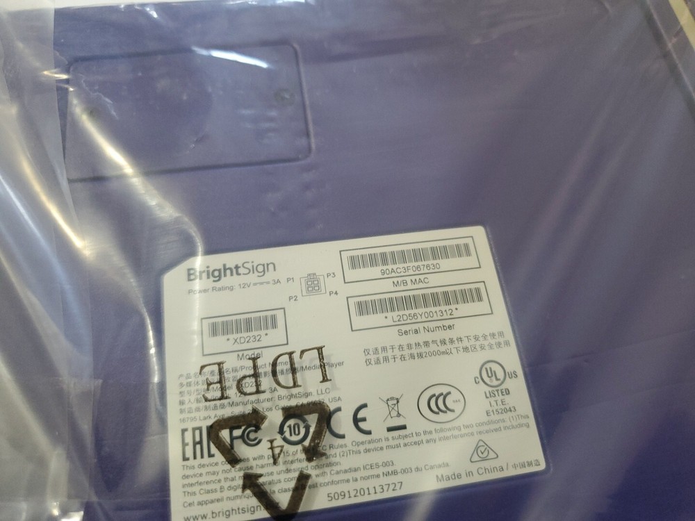 BRIGHTSIGN XD232 DIGITAL SIGNAGE PLAYER