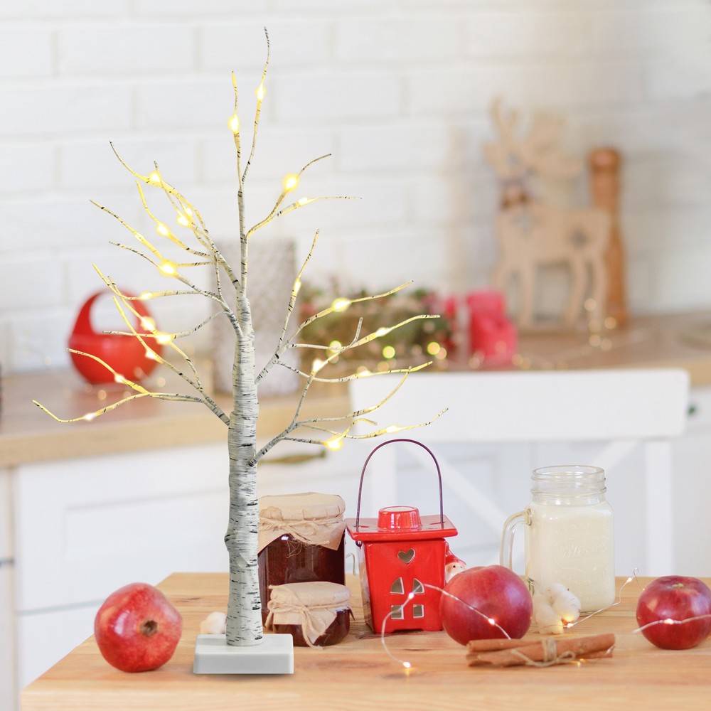 2ft Pre-lit White Twig Birch Tree Battery Powered for Christmas