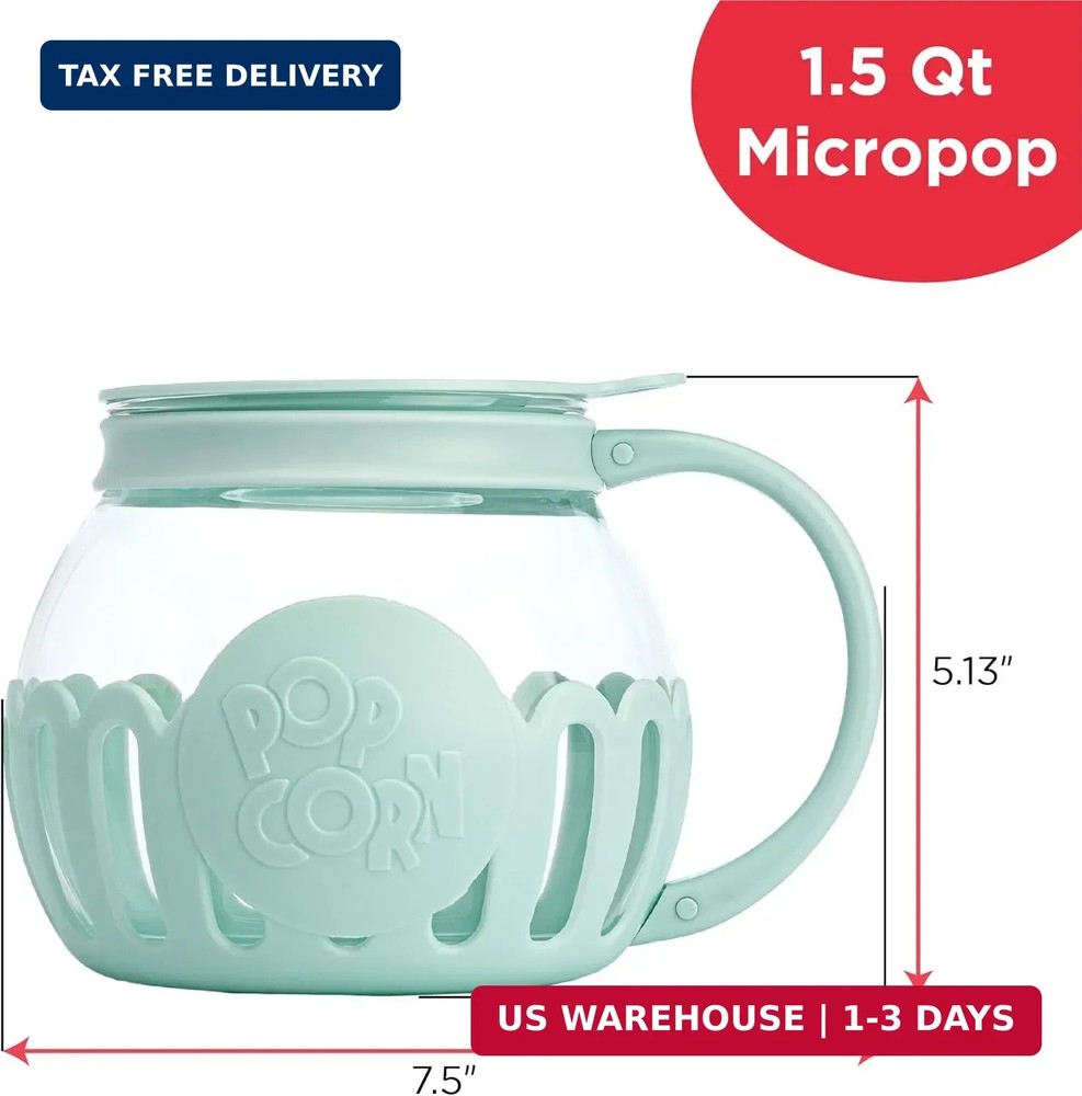 Ecolution Patented Micro-Pop Microwave Popcorn Popper with Temperature Safe Glas