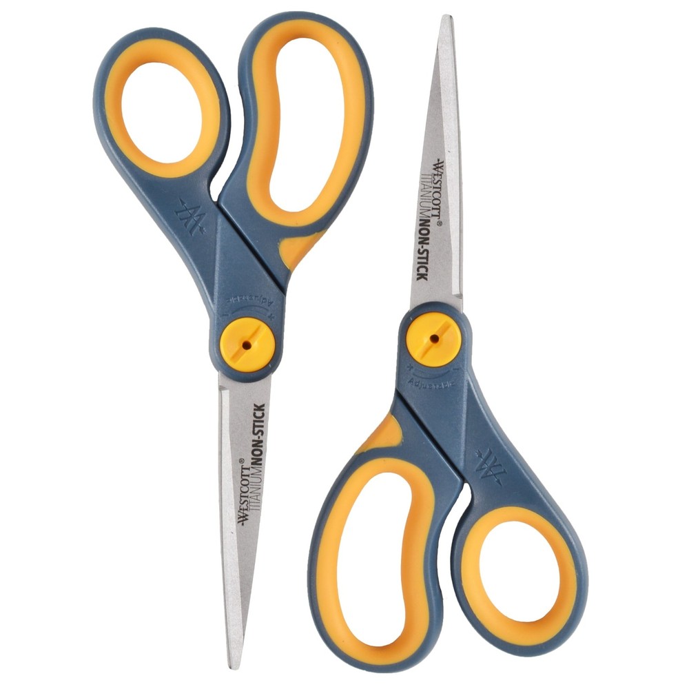 8" Adjustable Glide Titanium Bonded Non Stick Scissors High School 2-Pack