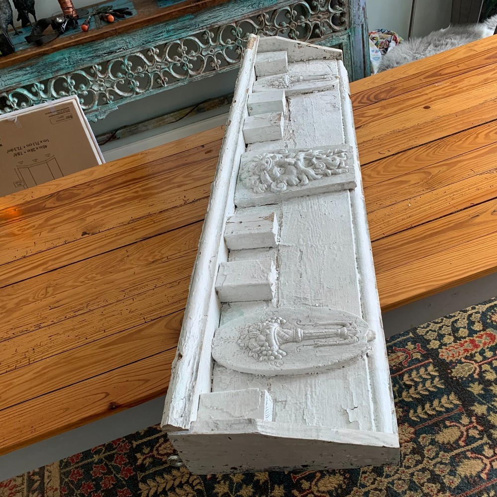 Antique Architectural Salvage Shelf with Triton and Fruit Baskets