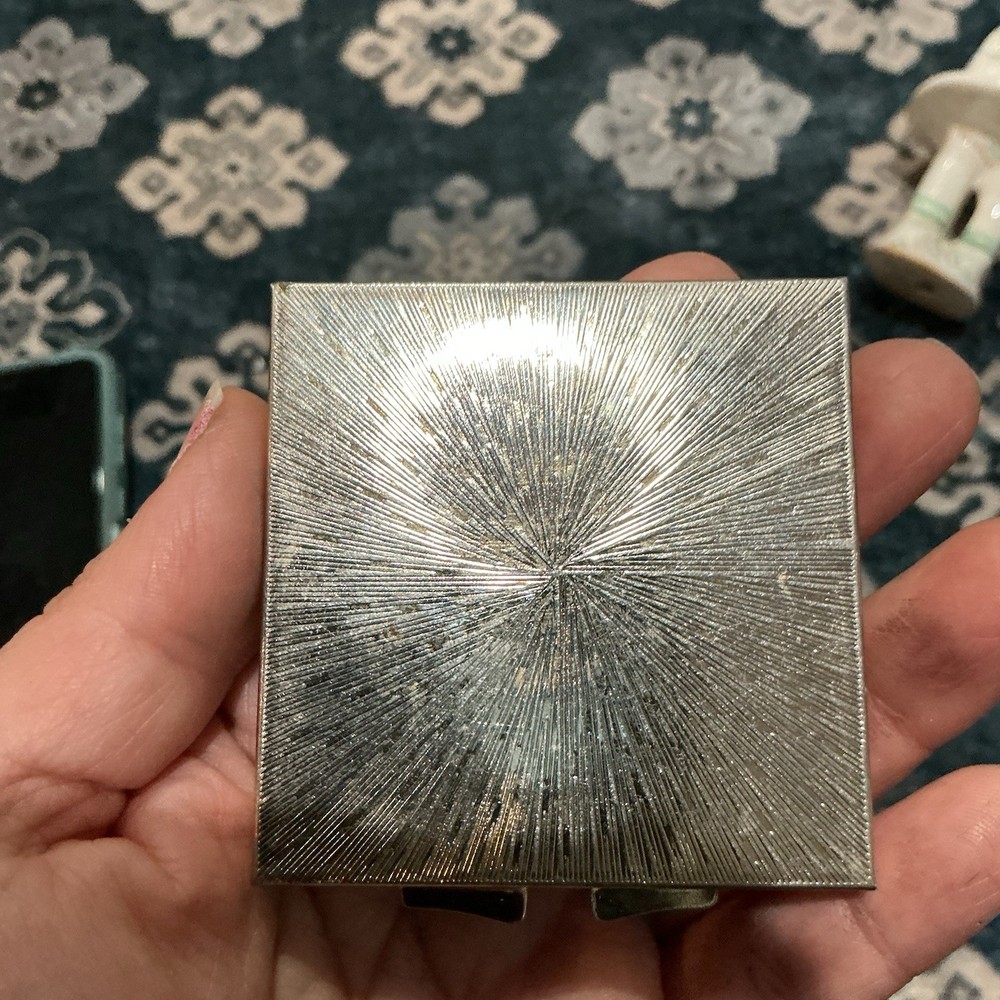 Vintage Compact Hinged Pill Box Mosaic Floral