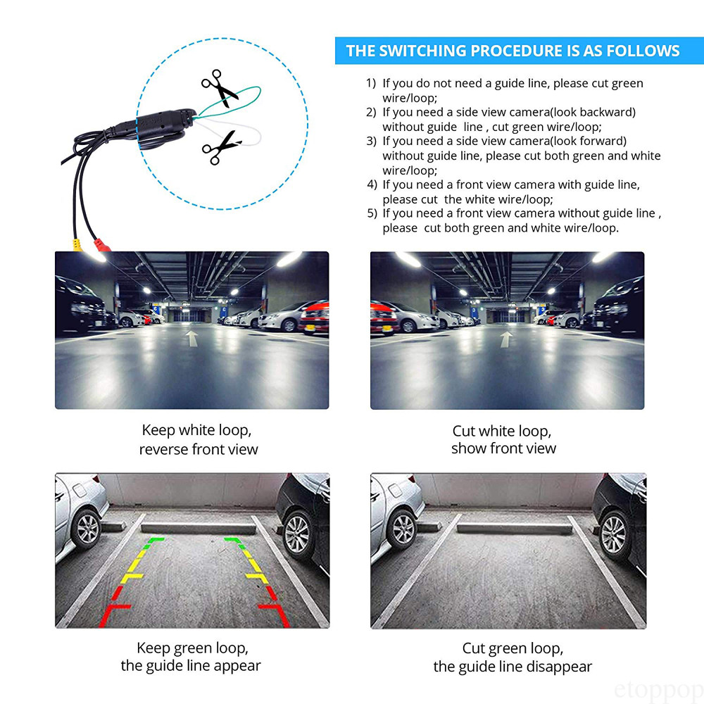 Car Rear Front Side View 360° Rotatable CCD Reversing Backup Camera Night Vision