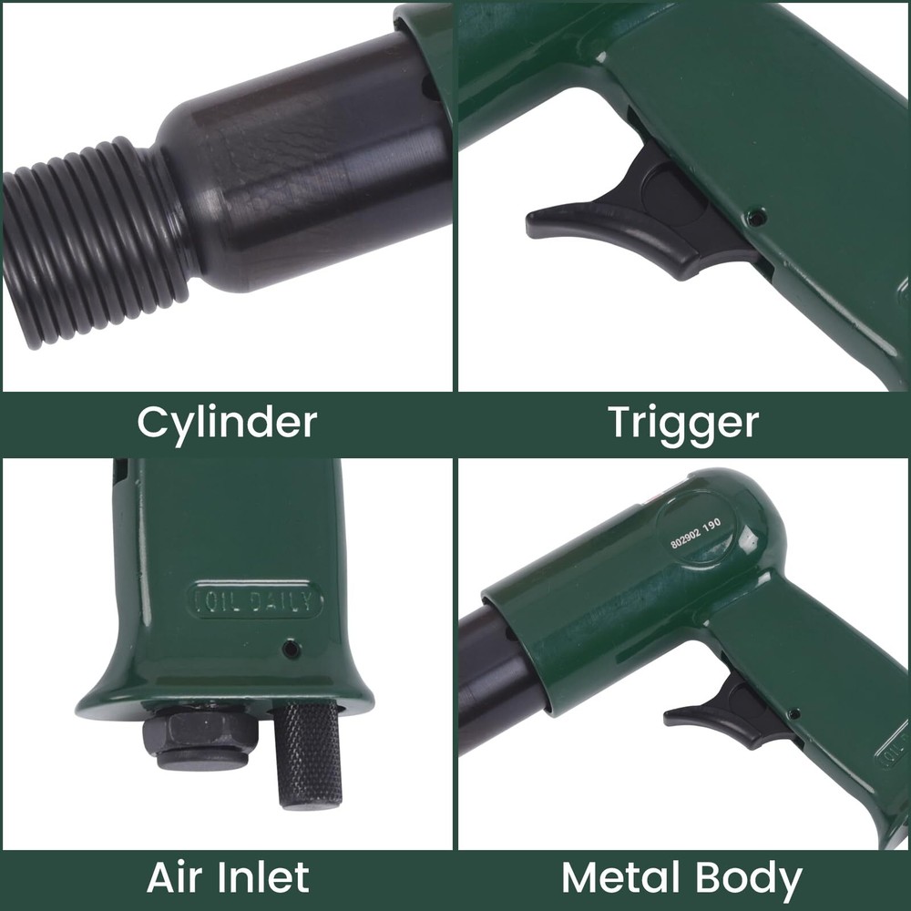 Air Hammer Kit 1/4" Air inlet thread interface w/Quick Change Retainer&3 Chisels