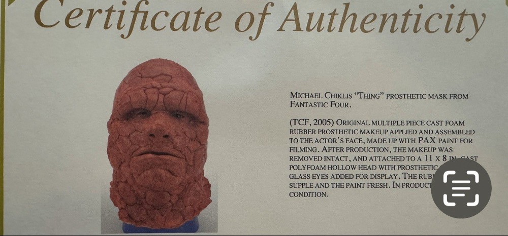 Thing mask Screen used Fantastic Four
