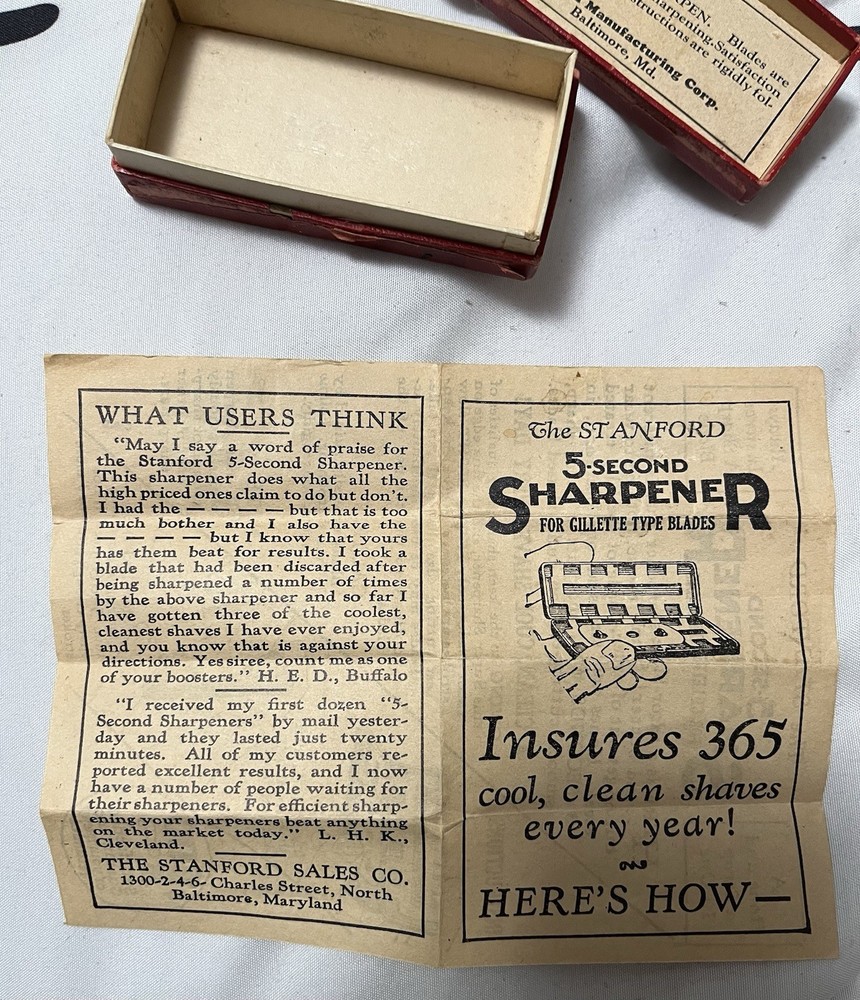 Stanford Company Safety Razor Blade Sharpener 5 Second Sharpener