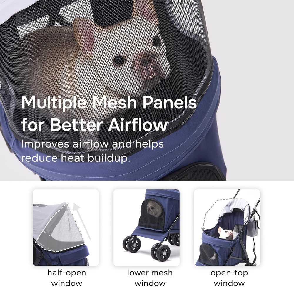 Lightweight 10 Lbs Foldable Pet Stroller for Small Dogs & Cats, Easy-Fold Compac