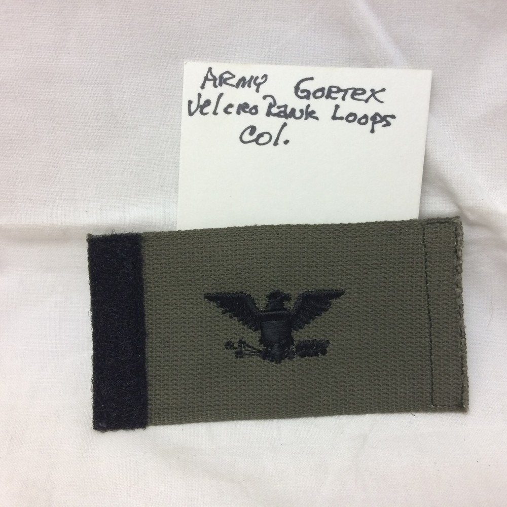 Vintage Military Army Shoulder Loop Insignia Colonel Hook Loop Back Olive Var