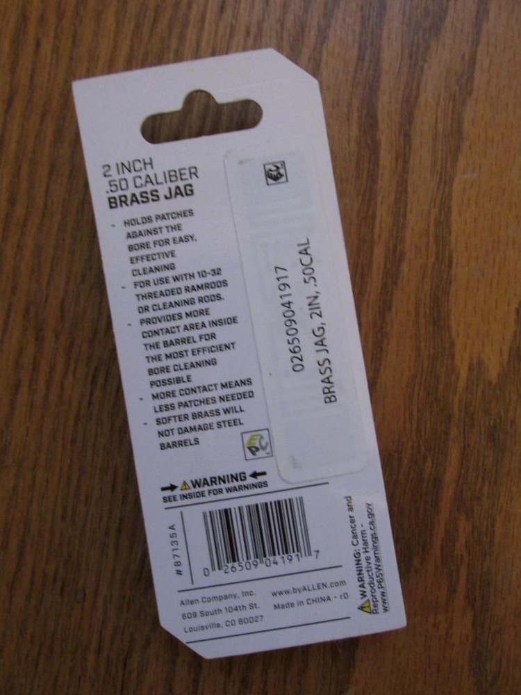 Thunder Cloud .50 Cal Brass Jag - Allen #87135A - NEW In Pkg - Muzzleloader Tool