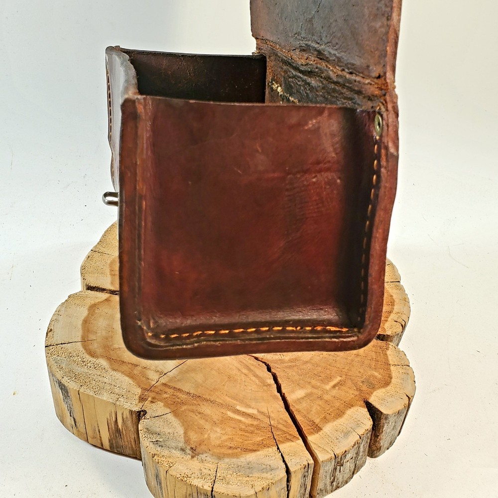 Antique leather ammunition box