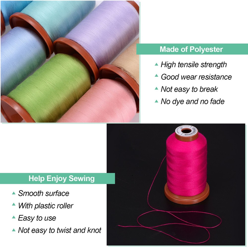 40D/2 Sewing Thread 1100 Yards Polyester Hand Sewing String Neon Pink