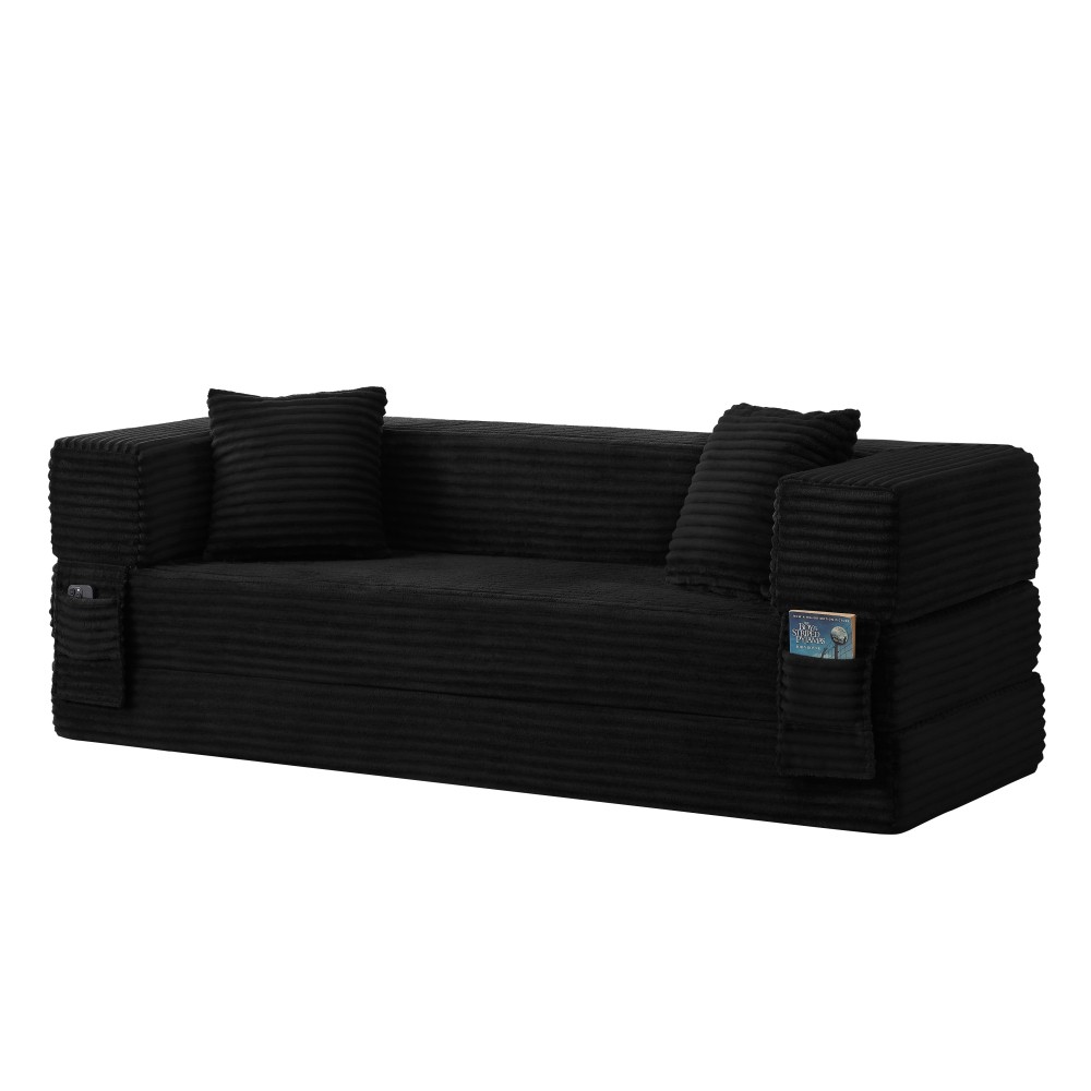 Modern Cord Sofa Classic Square Design, Unique Two-tier Design