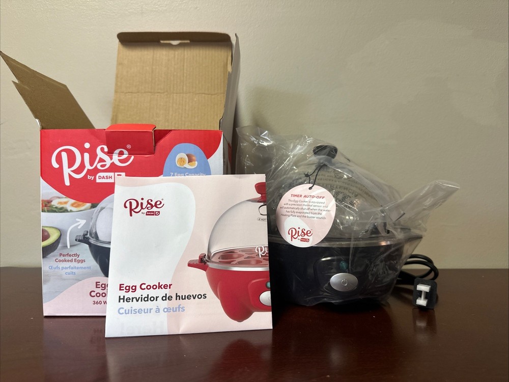 Rise by DASH Rapid Egg Cooker: 7 Egg Capacity Black New Open Box