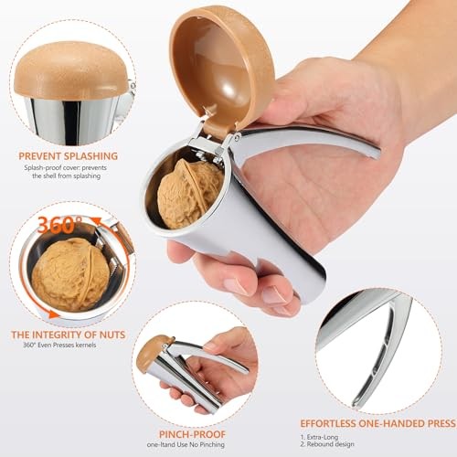 Nut Cracker, Heavy Duty Nutcracker, Nutcracker Tool with Long Leverage &