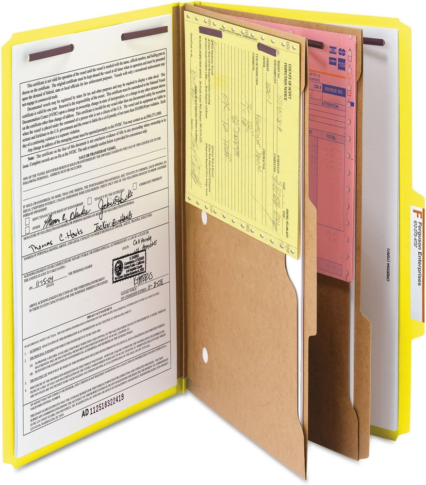 Pressboard Classification File Folder with Safeshield Fasteners, 2 Pocket Divide