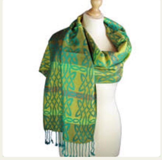 Mulligans Celtic Scarf - Light Green, Made from   Pashmina