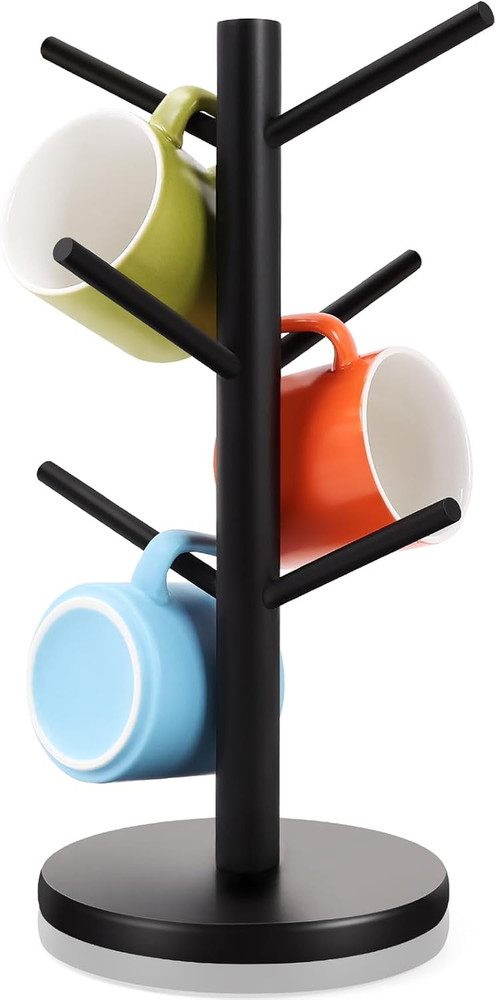 Mug Holder Tree, Thicker Base Coffee Cup Holder for Countertop, Sturdy Wood Coff