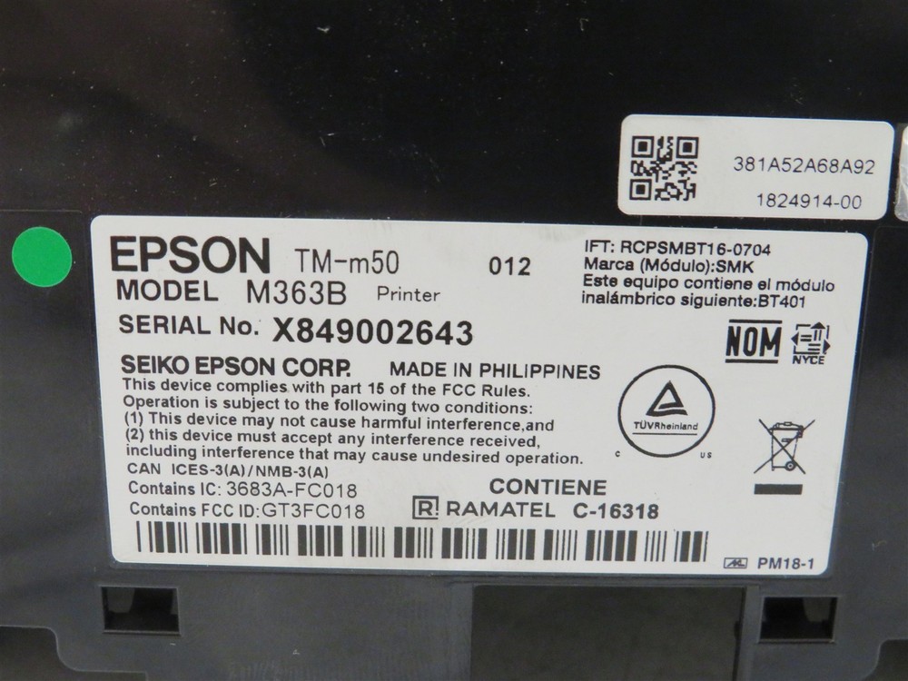 Epson Omnilink TM-M50 (M363B) POS Receipt Printer