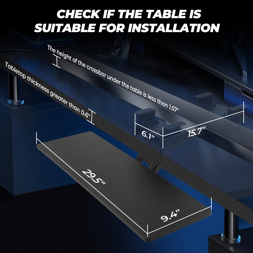 Keyboard Tray Under Desk，Multi-Function Keyboard Tray，Adjustable Keyboard Holder