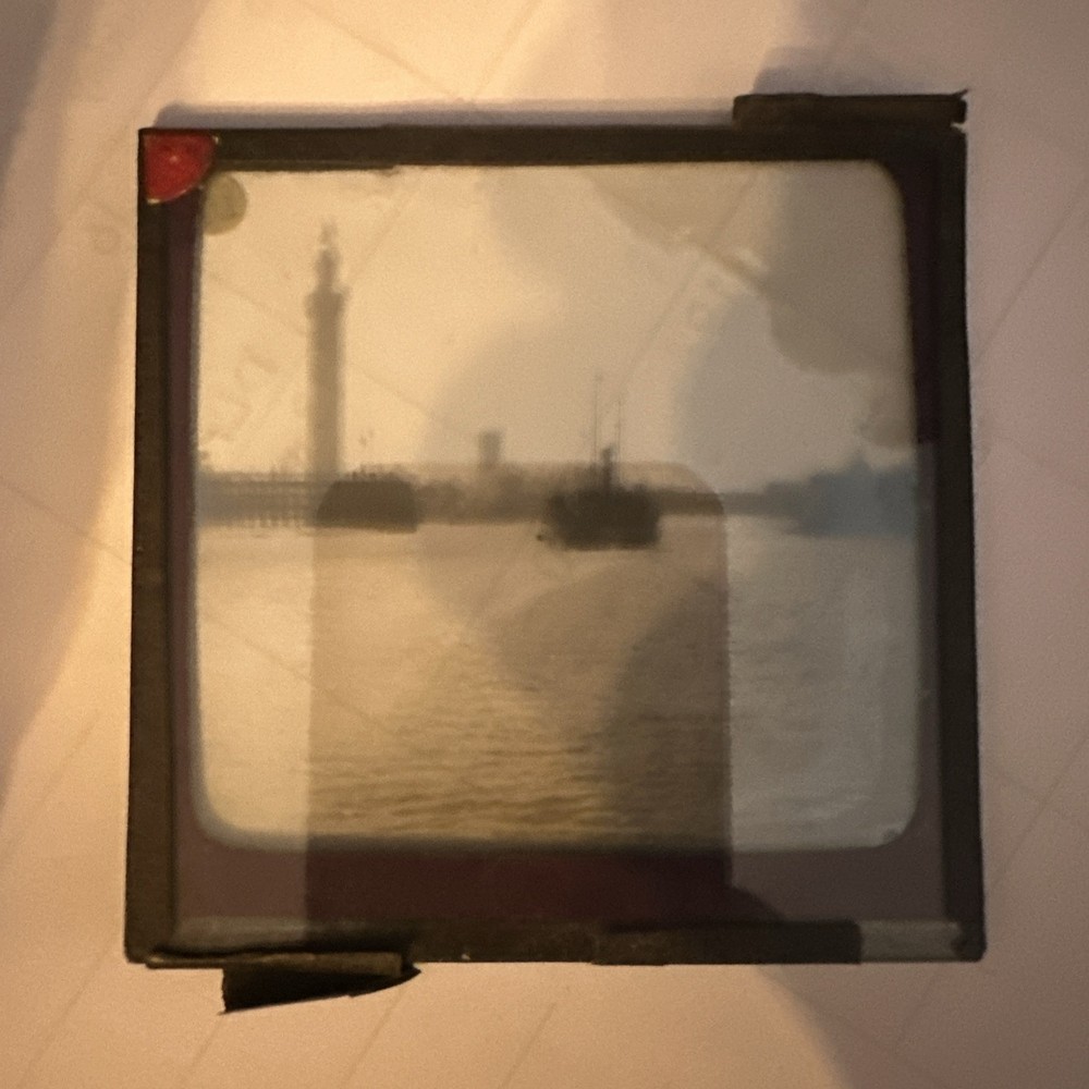 Antique Magic Lantern Slide unknown harbour entrance