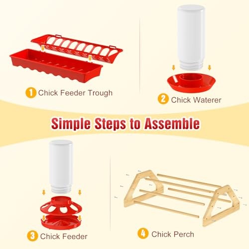 7-in-1 Chicken Brooder Box for Chick Starter Kit, Includes Red + Wood Color