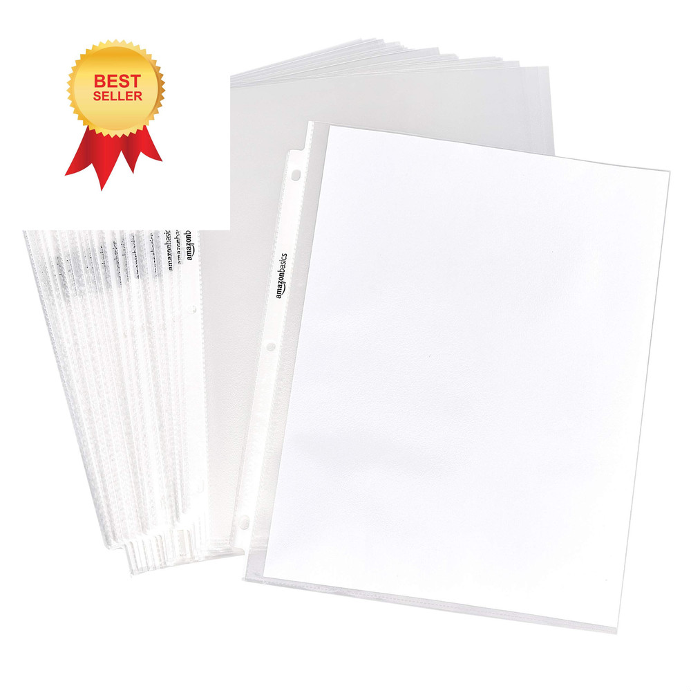 Amazon Basics Sheet Protector, Non-Glare, 100-Pack, 8.5 x 100 - Pack, Clear