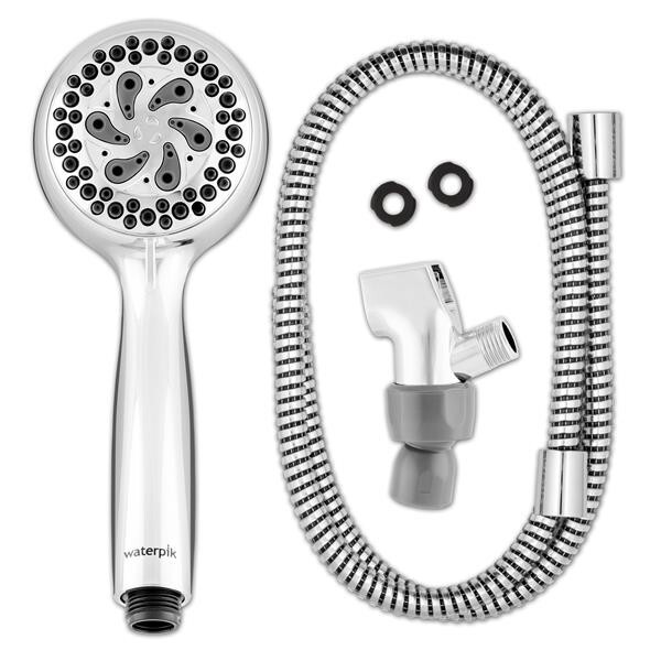 Modified Waterpik High Pressure Shower Head Hand Held 6 Pattern Settings Chrome