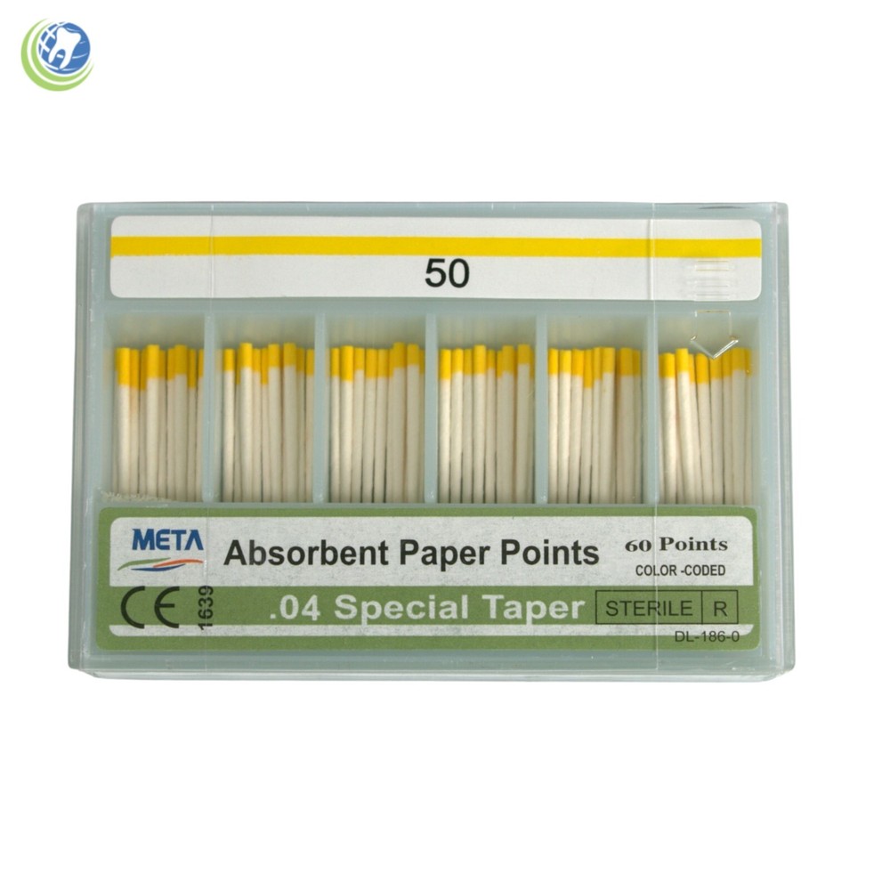 Paper Points .04 Taper #50 Sterilized Endodontic Root Canal Obturation 60/Box