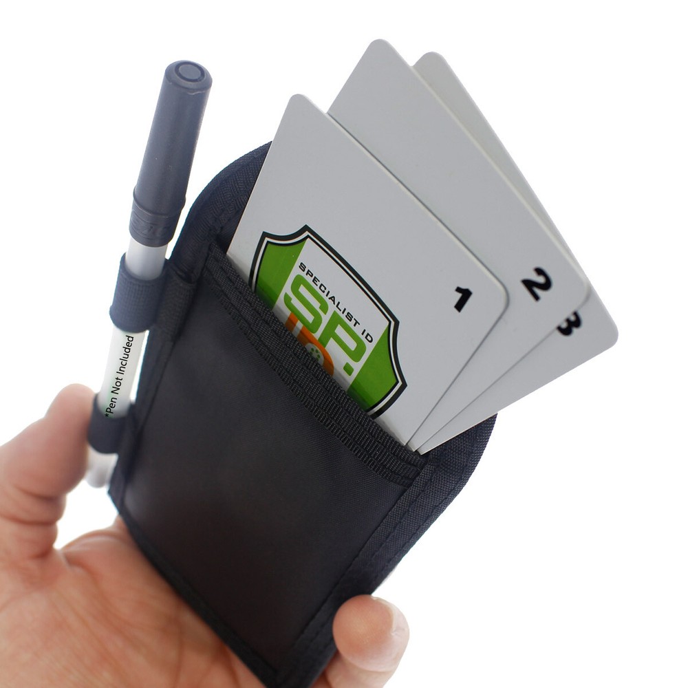 Nylon Badge Holder with Pen Loop - 2 Pockets - Window Front - Hidden Back Pouch