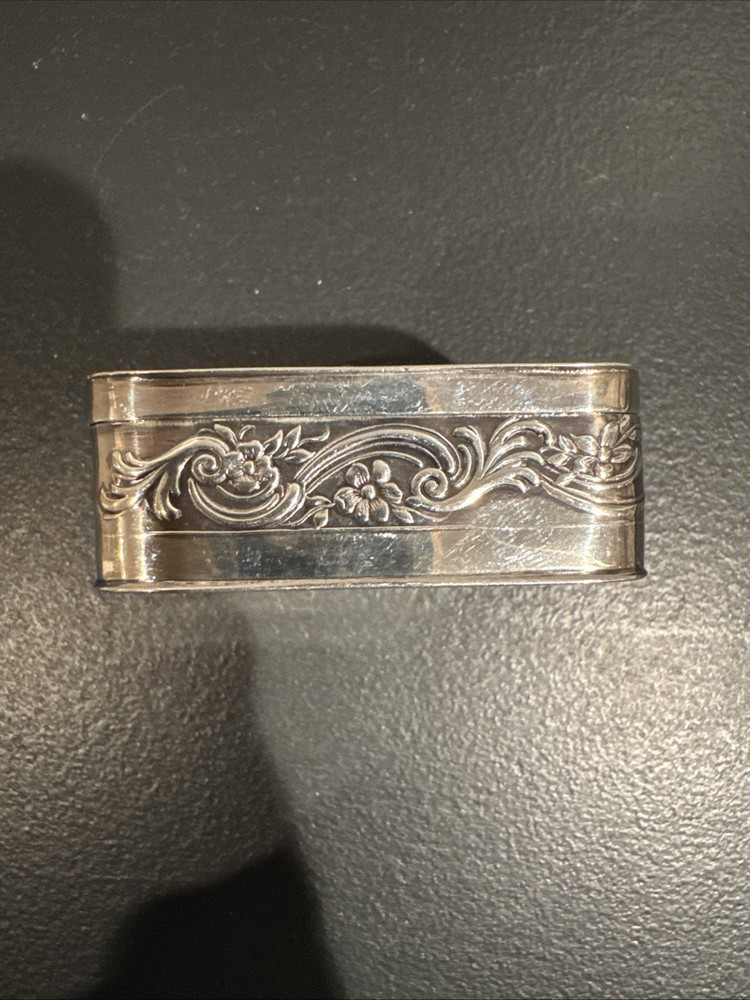 Lovely Antique Sterling Silver Repousse Box With Hinged Lid