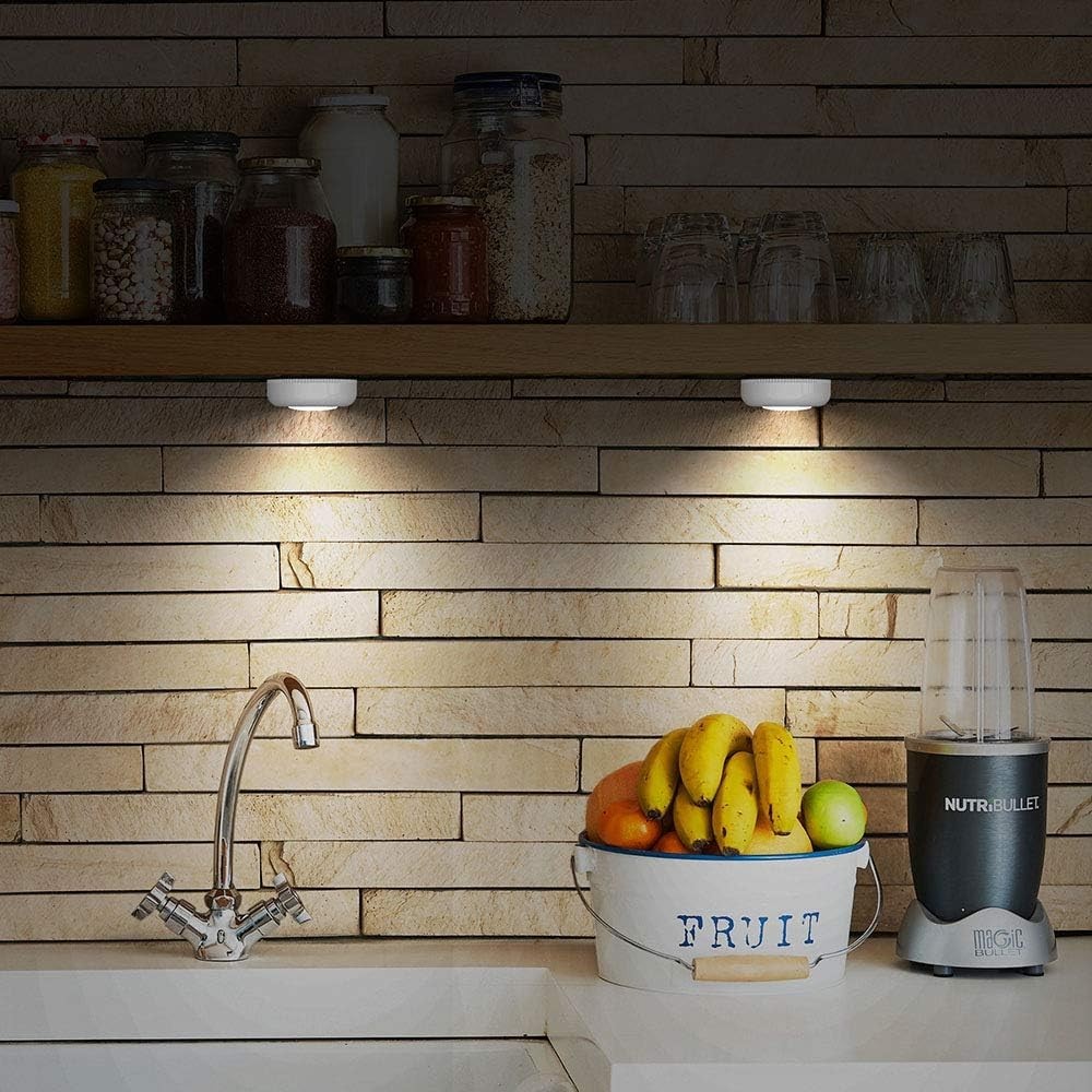 6-Pcs Bright Stick UP LED Light Wireless Tap Lights Battery Powered Push Light