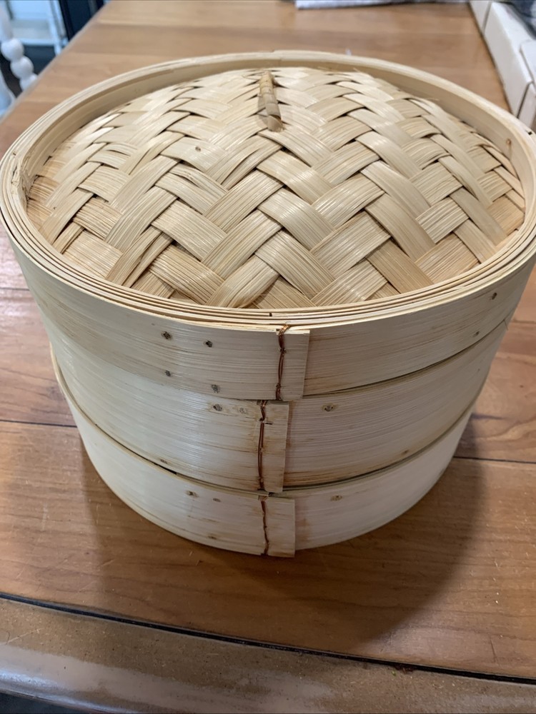 New Progressive Steamer 3 Pc Lidded Bamboo Steamer Basket Set