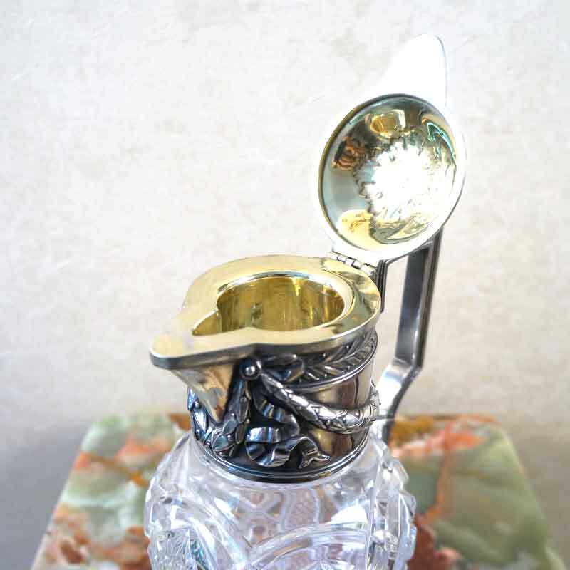 Morozov Russian Crystal Glass Silver Decanter