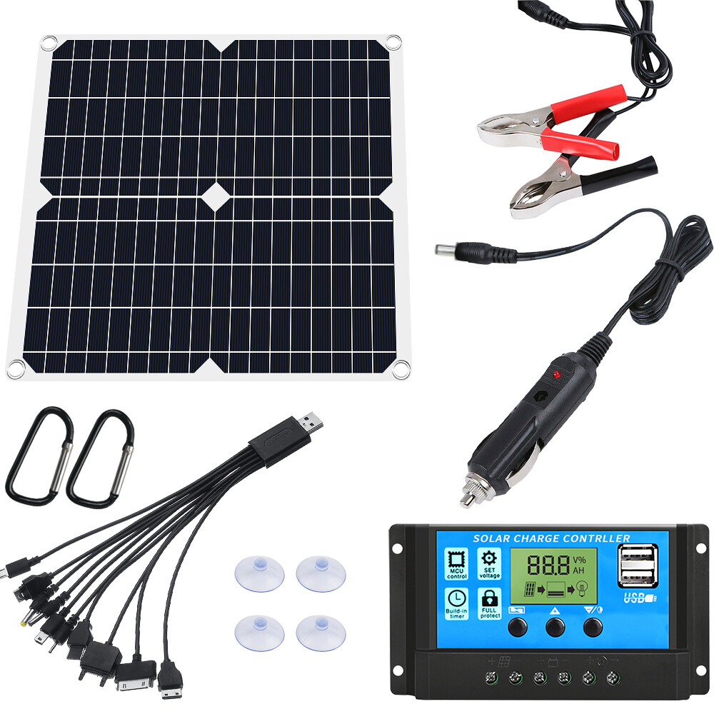 6000W Complete Solar Panel Kit Solar Power Generator 100A Home 110V Grid System