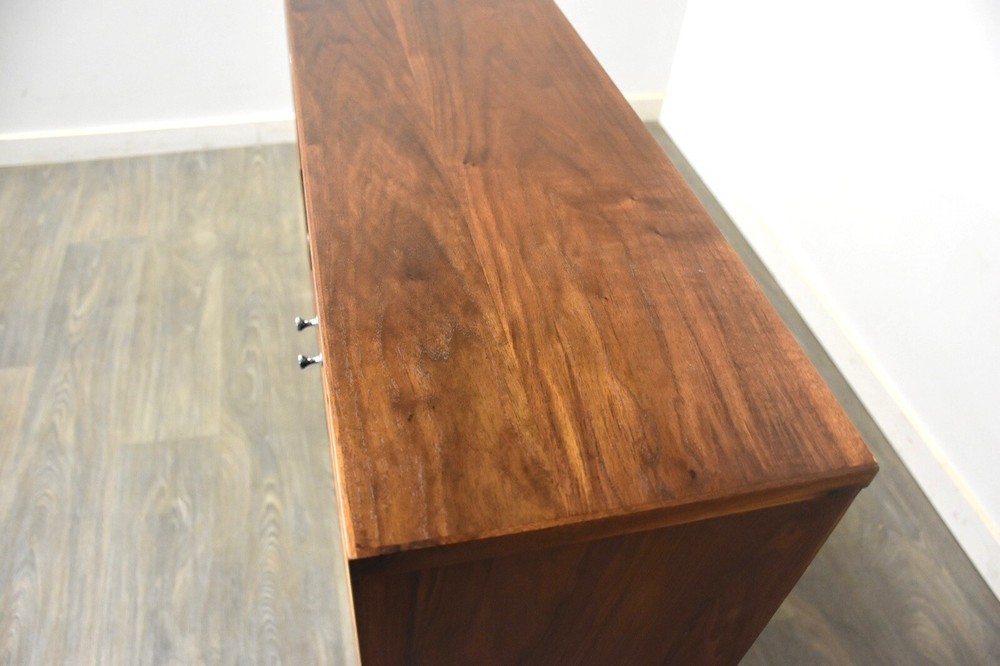 Walnut & Chrome Mid Century Modern Bookcase