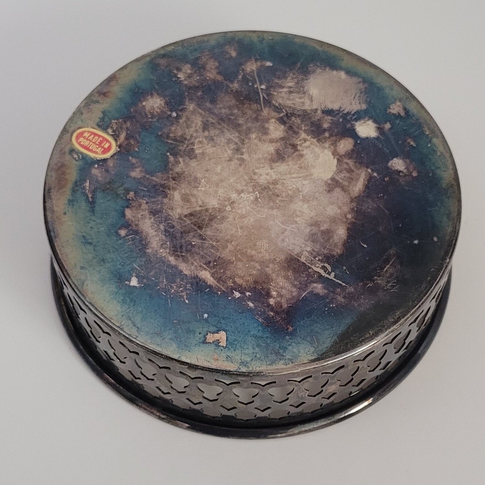 Tarnished Silver Wine Bottle Coaster