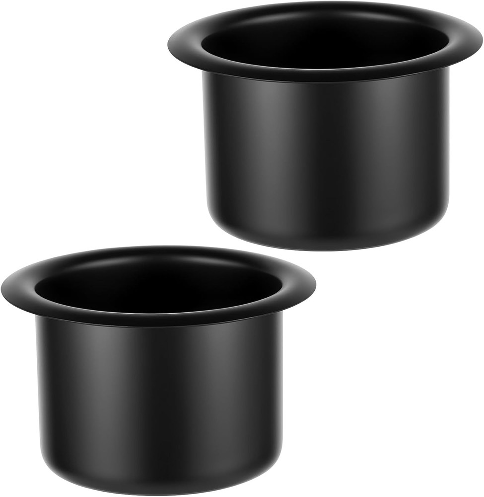 2-Pack Black Cup Holder Insert, Universal Recessed Drink Can Holder, Aluminum Co