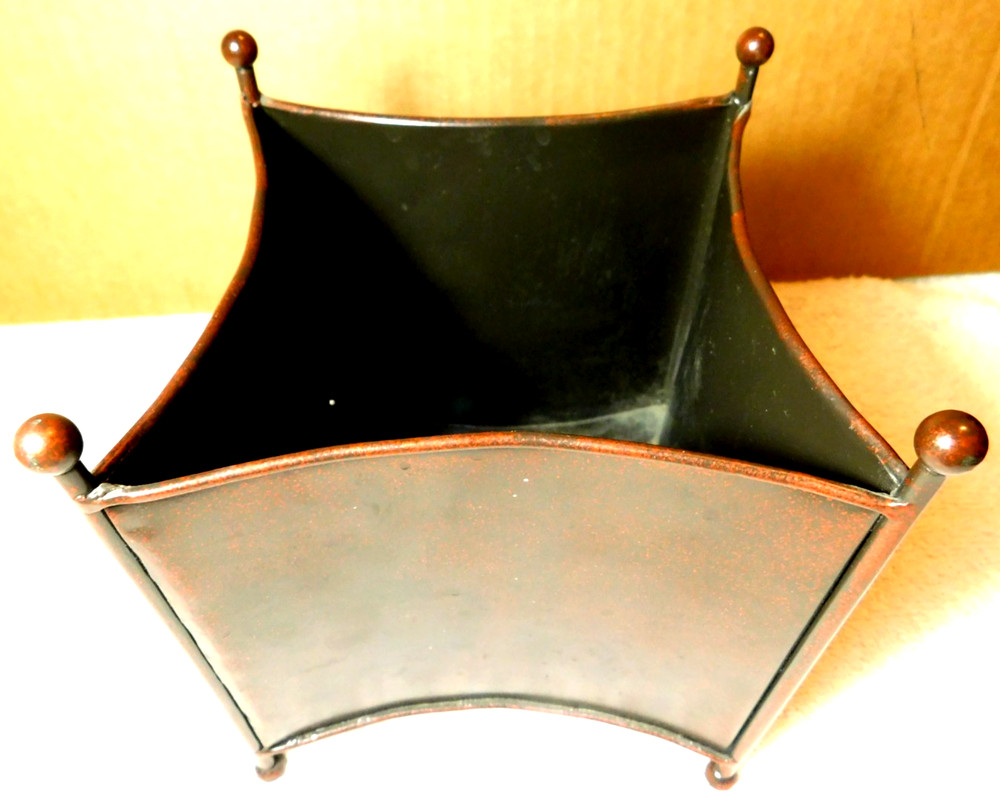 Telefloral Gift~Square Metal Footed Brown Solid Planter Vase