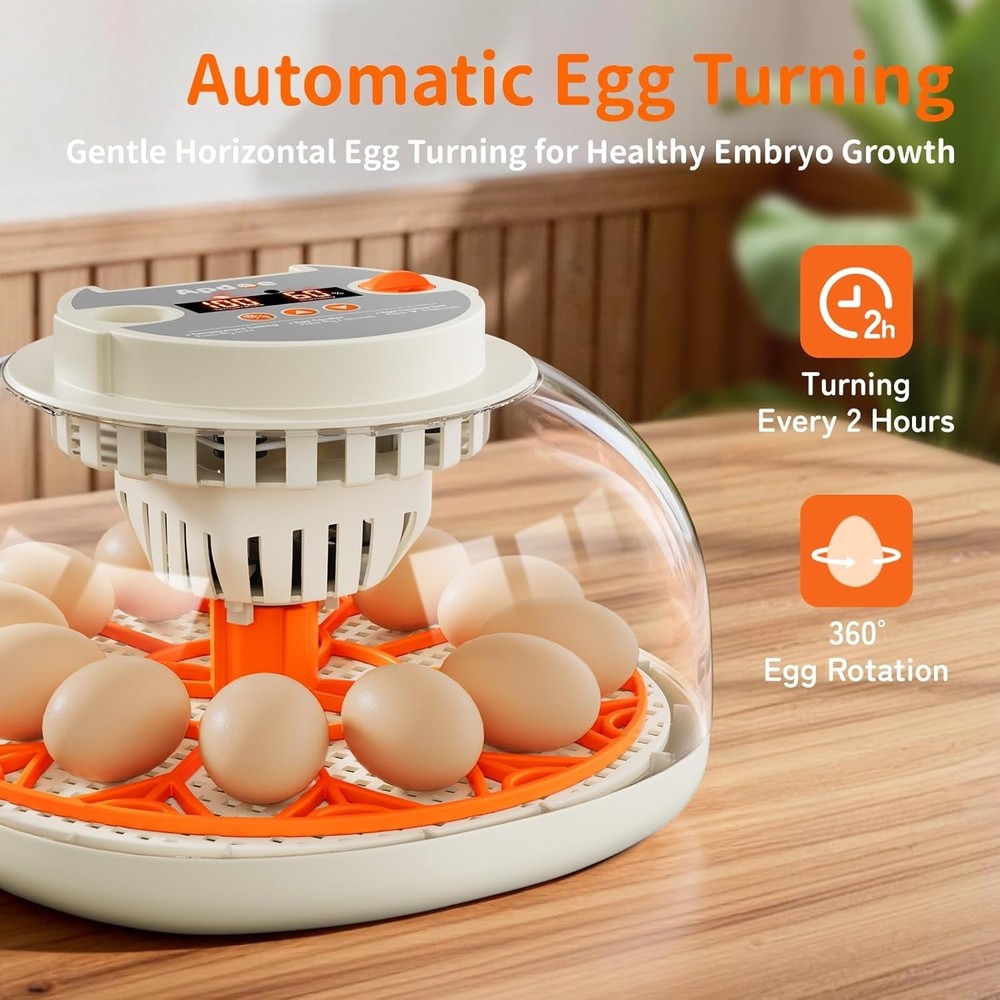 Egg Incubator with Temperature and Humidity Control, Automatic Egg Turning, E...