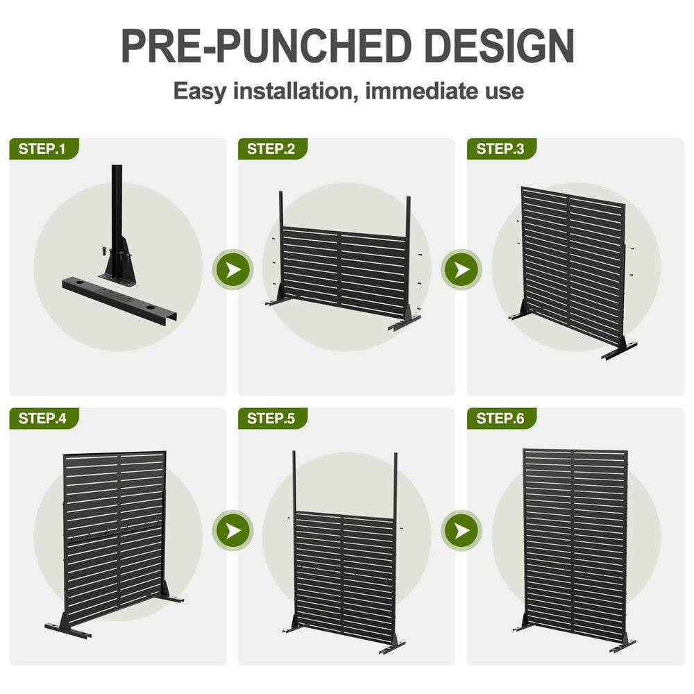 72 In. X 47 In. White Privacy Screen Galvanized Freestanding Panel