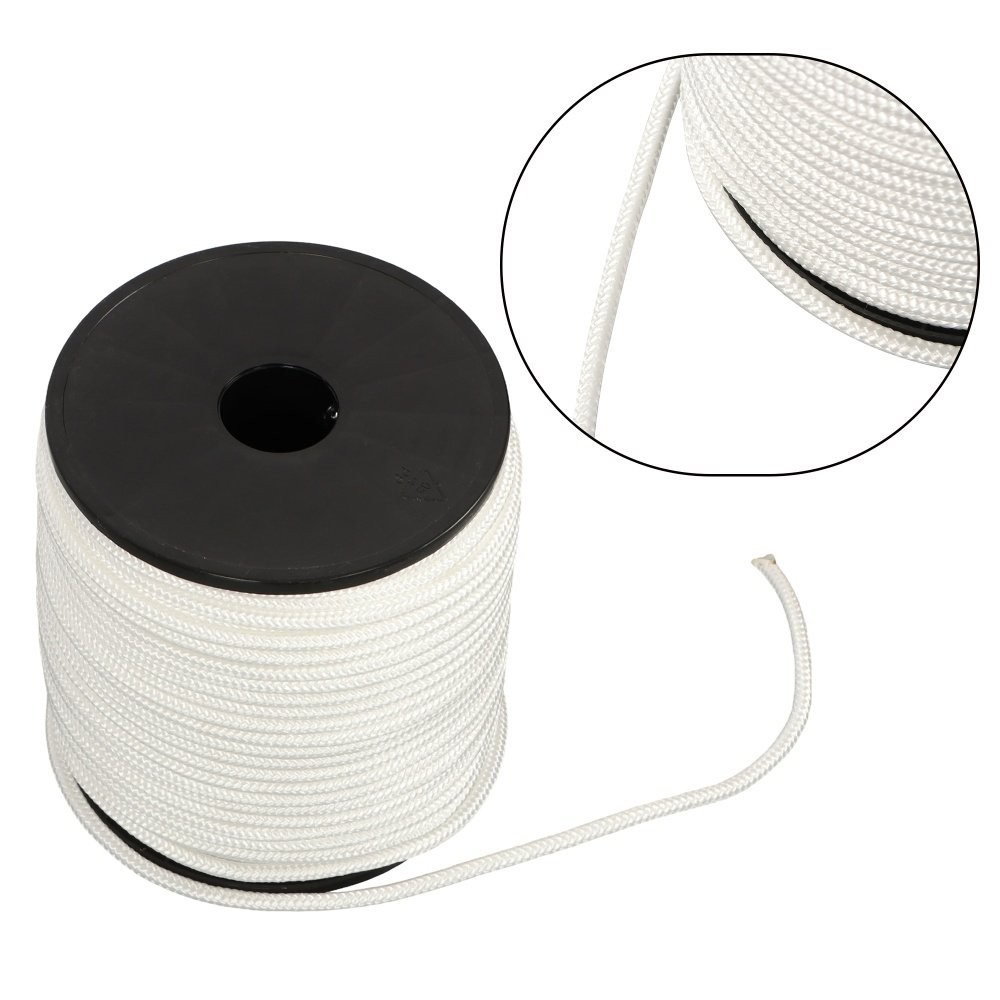 Multipurpose White Nylon Rope Sturdy Spool Solid Braid Knot Rope 1/4" × 5250'