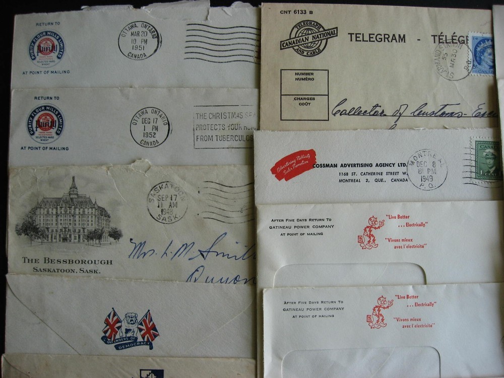 Canada 27 advertising covers, duplicates, mixed condition, check them out!