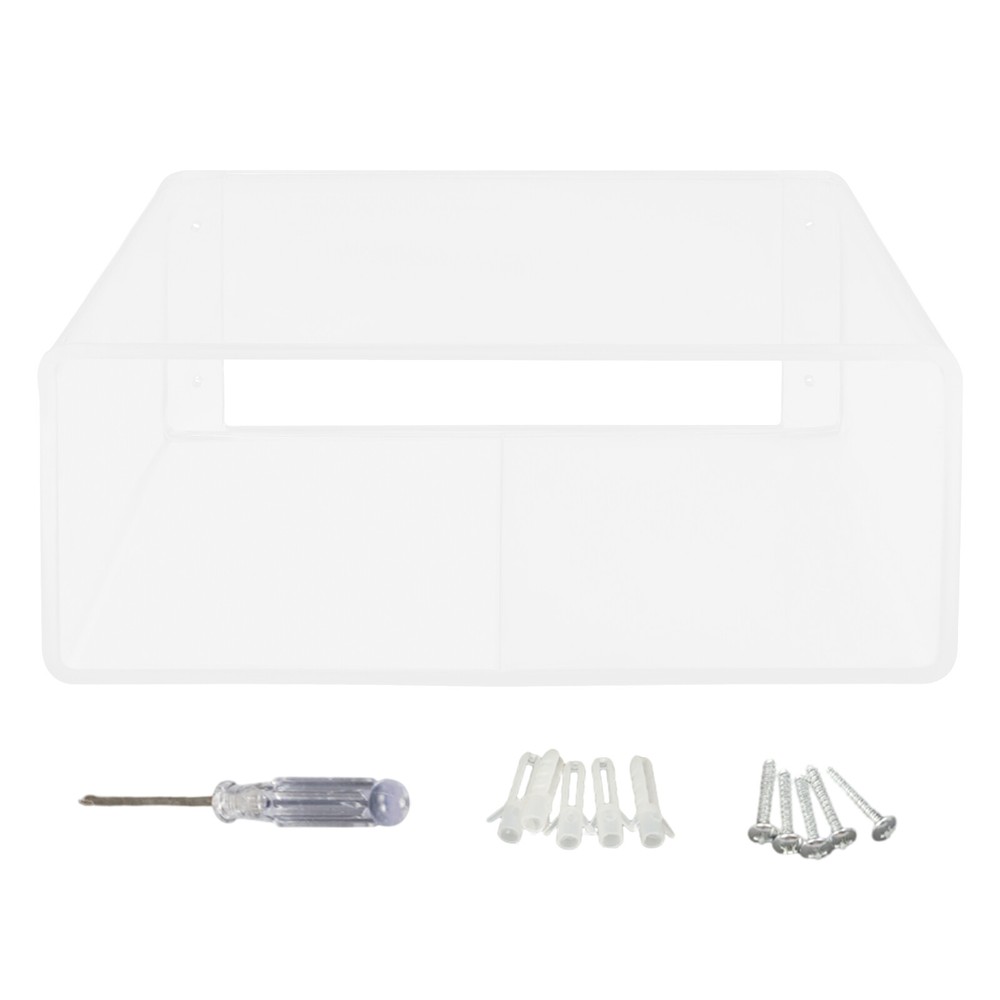 2Tiers Clear Acrylic Wall-Mounted Bedside Table Rectangular Floating Nightstand