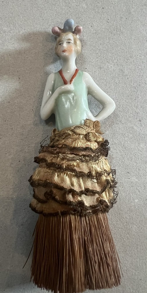 Antique 4 1/2" Half Whisk Broom Doll- Flapper