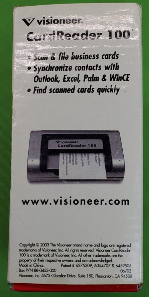 Visioneer Card Reader 100 Scanner - Business Card Reader