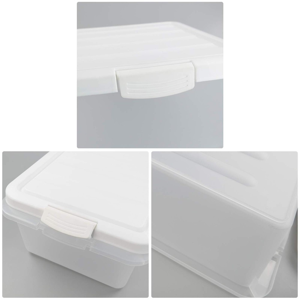 Ucake 14 Quart Clear Storage Box, Underbed Plastic Latch Box with White Lids, 2-