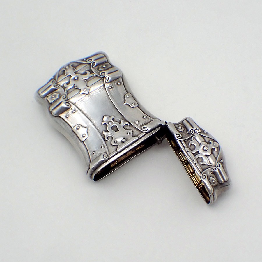 Treasure Chest Design Match Box Sterling Silver