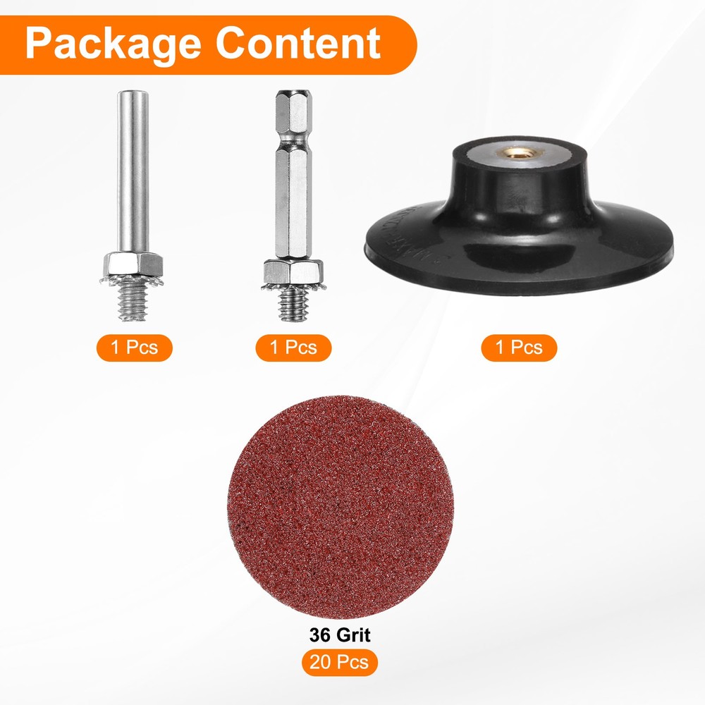 23pcs Quick Change Disc Set 3" Roll Lock Sanding Disc 36 Grits with Disc Holder
