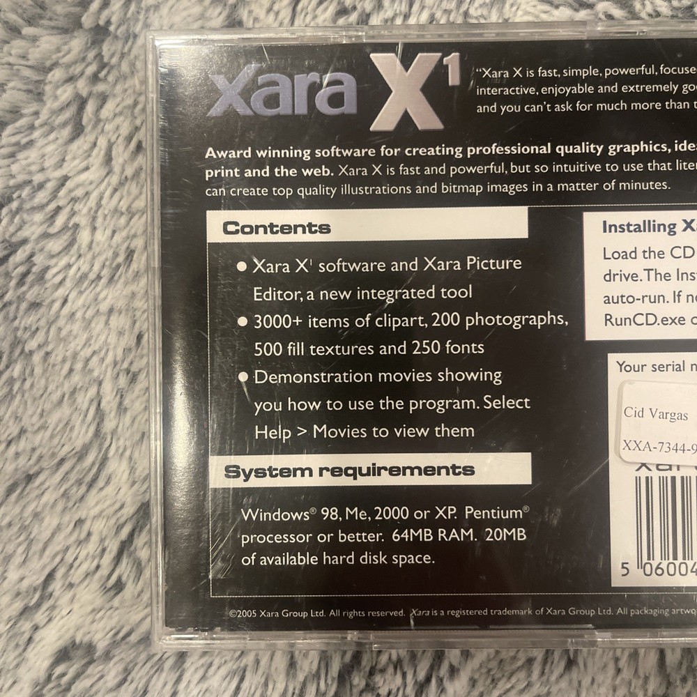 Xara 2005 X1. Graphics Software CD. Rare.
