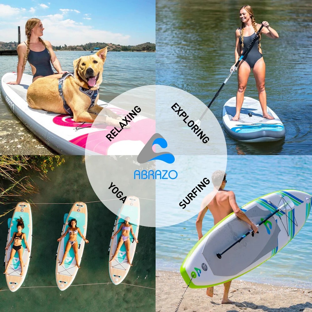 Abrazo Blue White Inflatable Stand Up Paddle Board SUP Tsunami